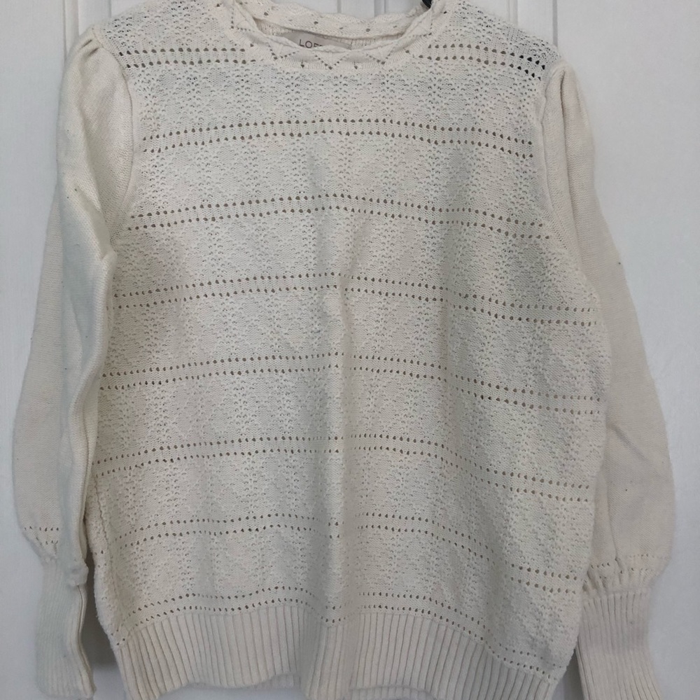 Loft cream scallop neck sweater